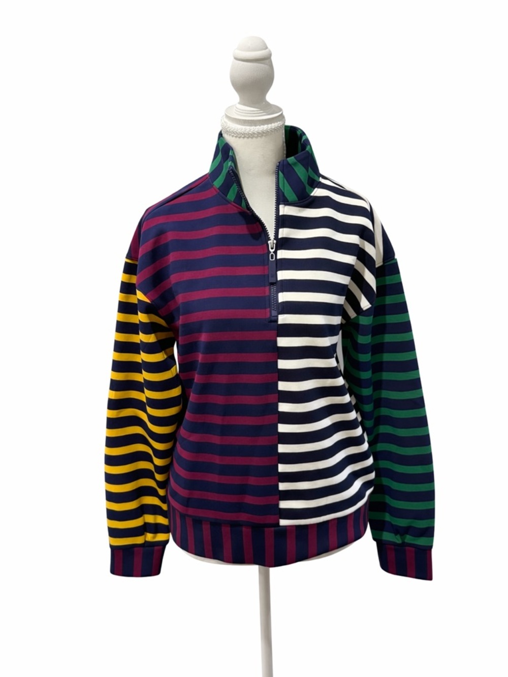 Addison Bay XS NWT Colorblock Striped Quarter Zip Pullover Preppy Sporty